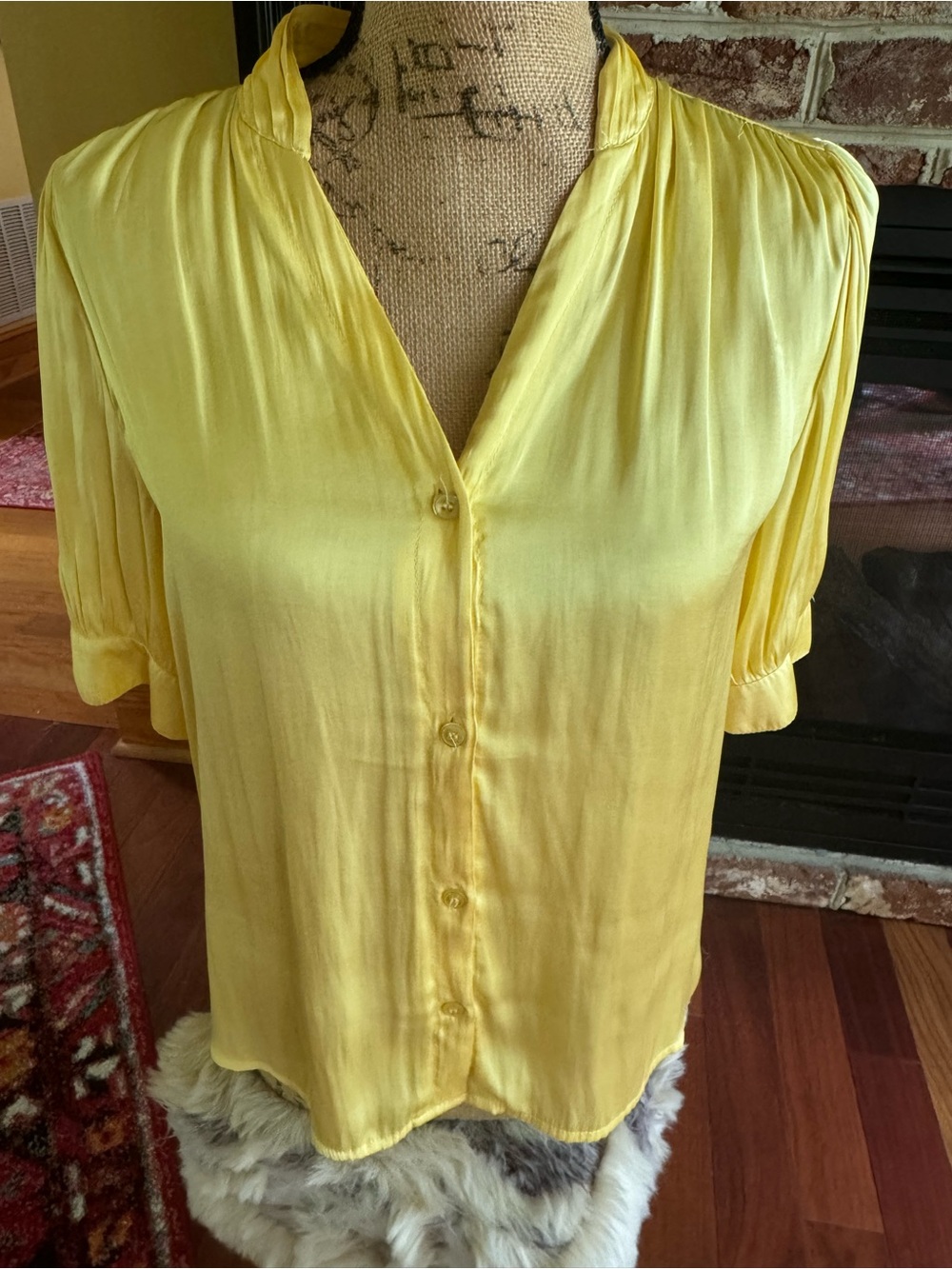 Premise silky feel button down short sleeve NWT